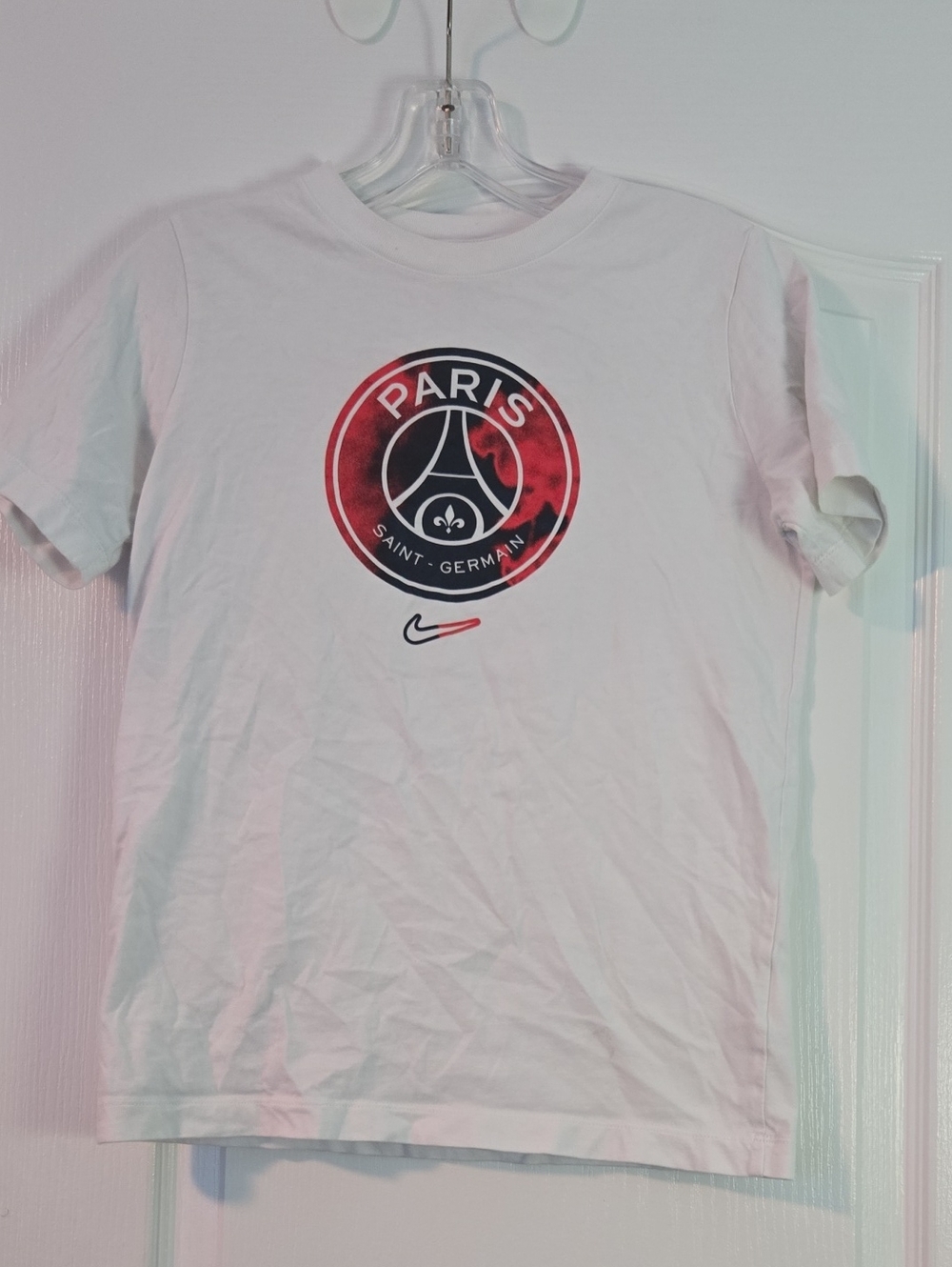 Nike White Paris Saint-Germain Logo Tee with Red Accents
